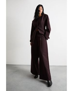 Warehouse The Premium Wide Leg Tailored Trousers - Black