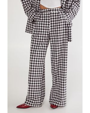 Nasty Gal Gingham Tailored Wide Leg Pant - Blue