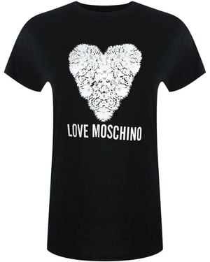 Moschino Love Heart Print T-Shirt Cotton - Black