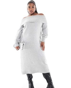 ONLY Off Shoulder Midaxi Knitted Dress - White