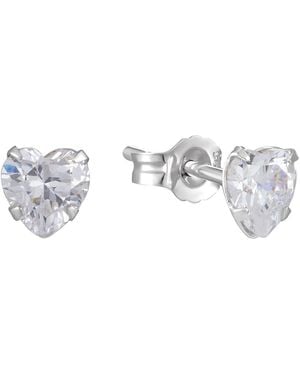 The Jewellery Stockroom Sterling 5Mm Cz Heart Stud Earrings - Metallic