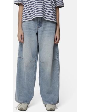 Good For Nothing Baggy Fit Denim Jean With Monogram Stitching - Blue