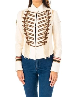 La Martina Long-Sleeved High-Neck Jacket With Hook And Eye Closure Lwjg30 - White