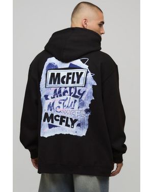BoohooMAN Oversized Mcfly License Printed Hoodie Cotton - Black