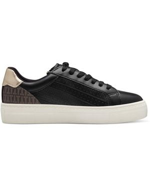 Tamaris Faux Leather Fashion Lace Up Trainers - Black