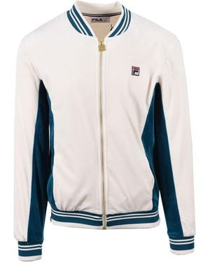 Fila Vintage Miguel Track Jacket Gardenia/Deep Lagoon - White
