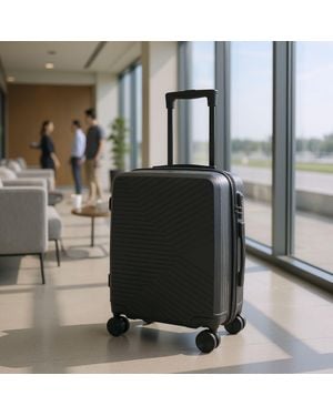 Infinity Leather Hard Shell Cabin 48 X 37 X 20 Cm Luggage Suitcase Suitable For Easyjet, Ryanair Abs - Black