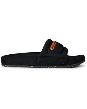 Heron Preston Flat Slides With Logo - Black