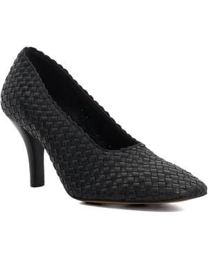 Dune Admired Woven Leather Stiletto Heel Court Shoes - Black