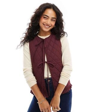 ASOS Quilted Tie Front Gilet - Red