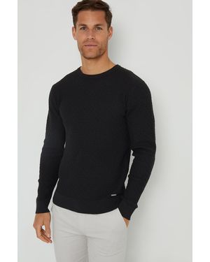 Threadbare Mini Cable Knit Crew Neck Jumper - Black