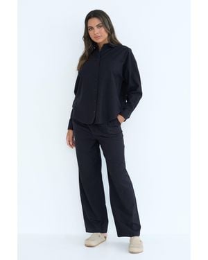Urban Bliss Linen Blend Wide Leg Trouser - Blue