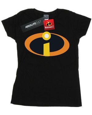 Disney Ladies The Incredibles Costume Logo Cotton T-Shirt - Black
