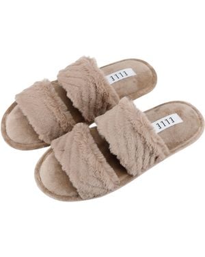 Elle Faux Fur Slippers - Natural