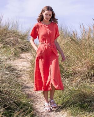 Celtic & Co. Linen Button Through Dress - Red