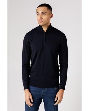 French Connection 1/2 Zip Knitted Jumper - Blue