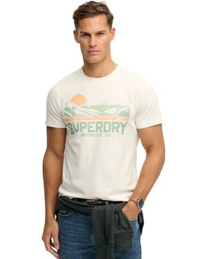 Superdry Short Sleeve Print T-Shirt Slim Fit Cotton - White