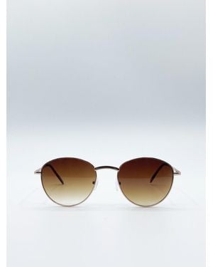 SVNX Classic Round Metal Frame Sunglasses - White