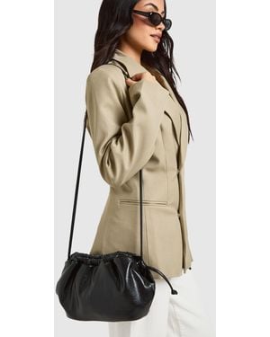 Boohoo Snap Detail Cross Body Bag With Detachable Strap - Natural