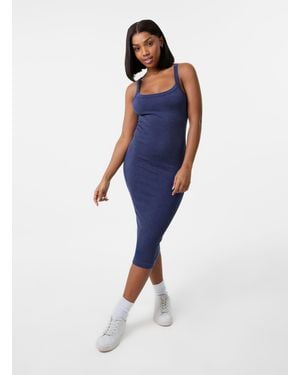Pink Vanilla Washed Ribbed Racer Dress - Blue