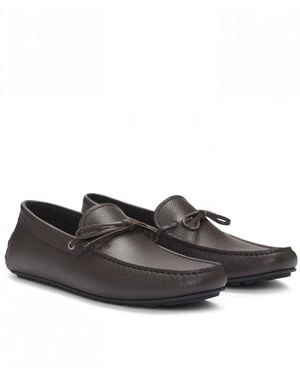 BOSS Boss Noel Tumbled Leather Driving Moccasins - Brown