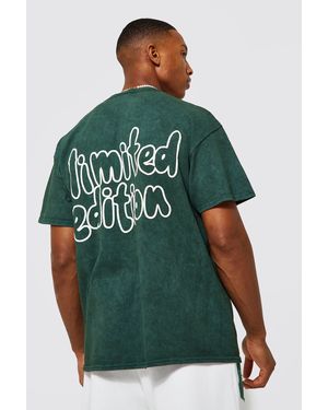 BoohooMAN Oversized Limited Edition Acid Wash T-shirt - Green