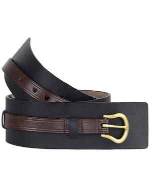 Cole Haan 55Mm Wide Belt Leather - Blue