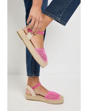Oasis Sidnie Crochet Detail Woven Espadrille Sandals - Blue