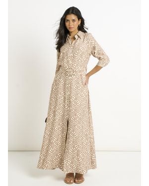 Gini London Belted Shirt Maxi Dress - Natural