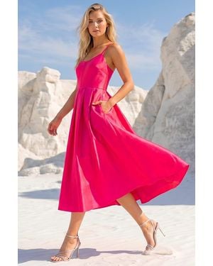 D.u.s.k Twill Cami Pleated Midi Dress - Pink