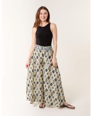 Blue Vanilla Shirred Wide Leg Trouser - White
