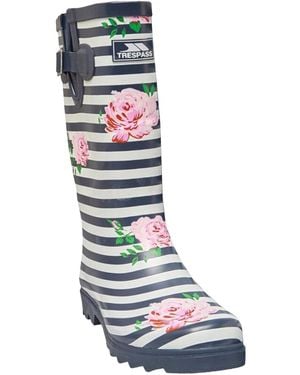 Trespass Ladies Elena Floral Wellington Boots - Blue