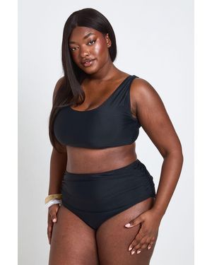 Boohoo Plus Essentials Scoop Bikini Top - Blue