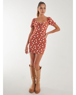 Pink Vanilla Floral Puff Sleeve Dress - White