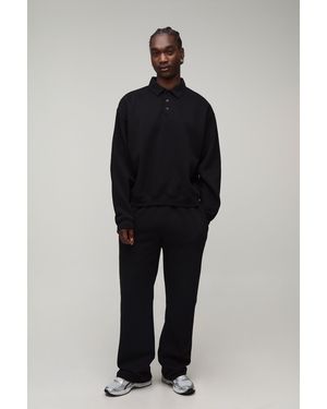 BoohooMAN Tall Oversized Boxy Rugby And Straight Leg Jogger - Blue