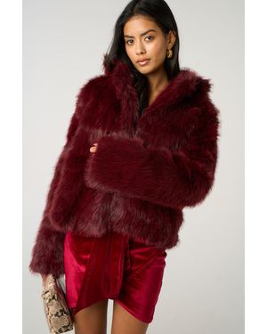 Femme Luxe Soft Faux Fur Warm Short Jacket - Red
