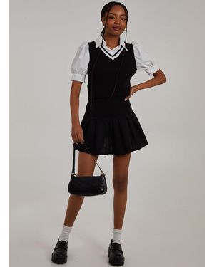 Pink Vanilla Double Layered Shirt Top - Black