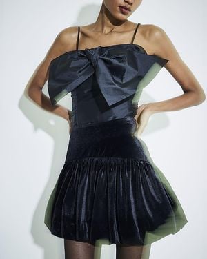 River Island Mini Skirt Velvet Bubble Hem - Blue