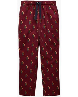 Joules Dozer Pyjama Trousers Burgundy Cotton - Red
