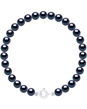 Ateliers Saint Germain Bracelet Of Real Cultured Freshwater Pearls Round 5-6 Mm - Blue