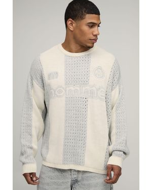 BoohooMAN Oversized Knitted Mesh Sports Top - White