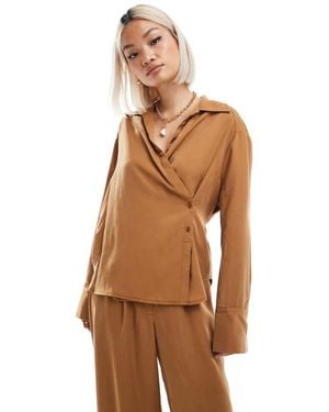 ASOS Wrap Tie Shirt Co-Ord - Brown