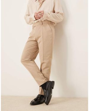 ASOS Smart Tapered Fit Trousers - Natural