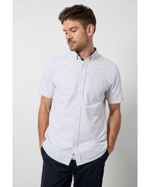 MAINE Heritage Check Short Sleeve Cotton - White