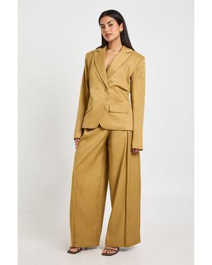 Boohoo Pleat Front Wide Leg Trousers - Yellow
