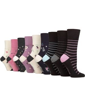 Gentle Grip 9 Pack Bamboo Socks Ladies - Black