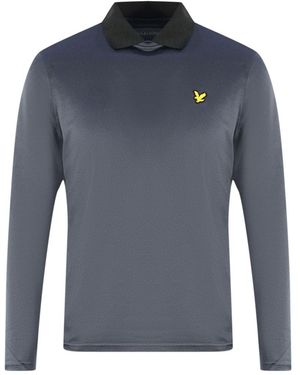 Lyle & Scott Golf Venteech Long Sleeve Dark Polo Shirt - Blue