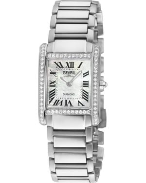 Gevril Regina Swiss Diamond Watch, Mop Dial, 316L Ss Case, Stainless Steel Bracelet - Grey