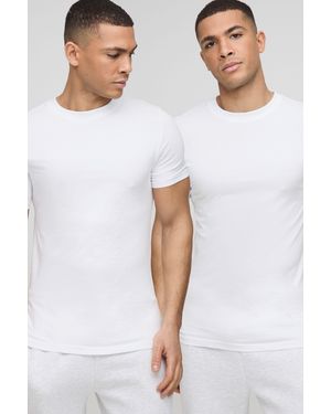 BoohooMAN 2 Pack Muscle Fit T-Shirt - White