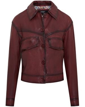 Infinity Leather Retro Biker Jacket - Red
